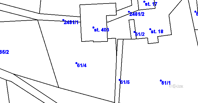 Parcela st. 61/3 v KÚ Sklenařice, Katastrální mapa