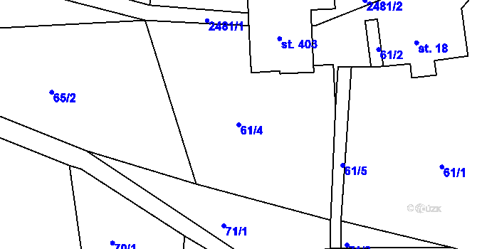 Parcela st. 61/4 v KÚ Sklenařice, Katastrální mapa