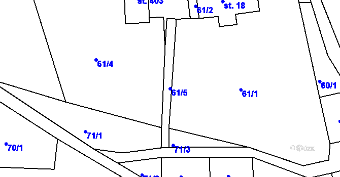 Parcela st. 61/5 v KÚ Sklenařice, Katastrální mapa