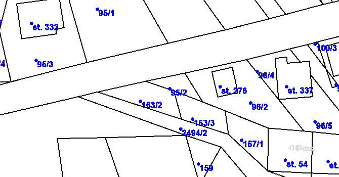 Parcela st. 95/2 v KÚ Sklenařice, Katastrální mapa