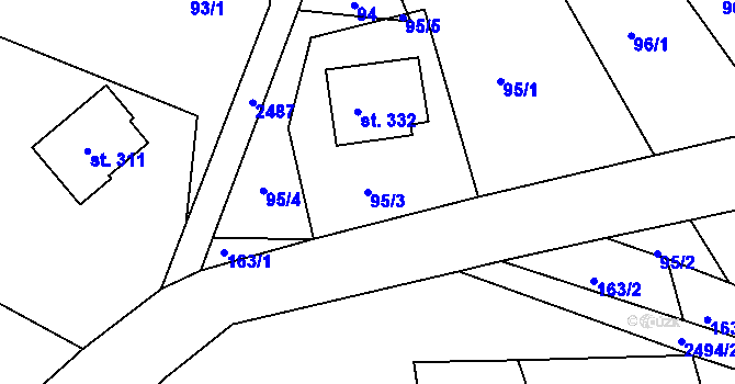 Parcela st. 95/3 v KÚ Sklenařice, Katastrální mapa