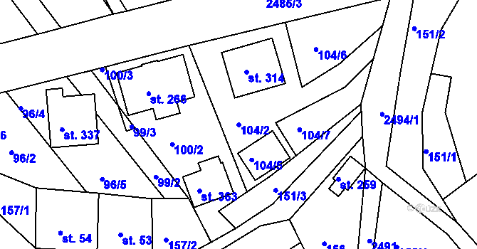 Parcela st. 104/2 v KÚ Sklenařice, Katastrální mapa