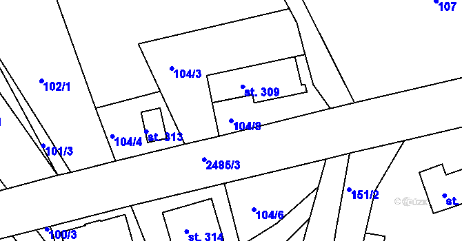 Parcela st. 104/8 v KÚ Sklenařice, Katastrální mapa