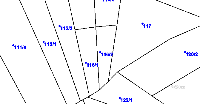 Parcela st. 116/2 v KÚ Sklenařice, Katastrální mapa