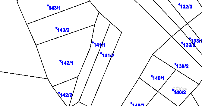 Parcela st. 141/2 v KÚ Sklenařice, Katastrální mapa