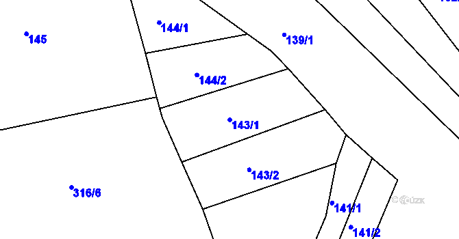 Parcela st. 143/1 v KÚ Sklenařice, Katastrální mapa