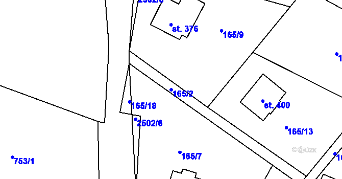 Parcela st. 165/2 v KÚ Sklenařice, Katastrální mapa