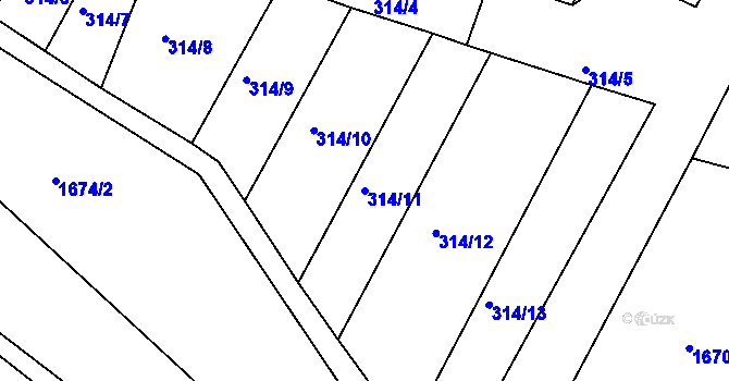 Parcela st. 314/11 v KÚ Sklenařice, Katastrální mapa