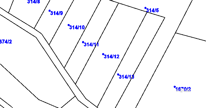 Parcela st. 314/12 v KÚ Sklenařice, Katastrální mapa