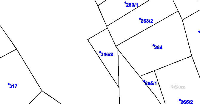 Parcela st. 316/8 v KÚ Sklenařice, Katastrální mapa