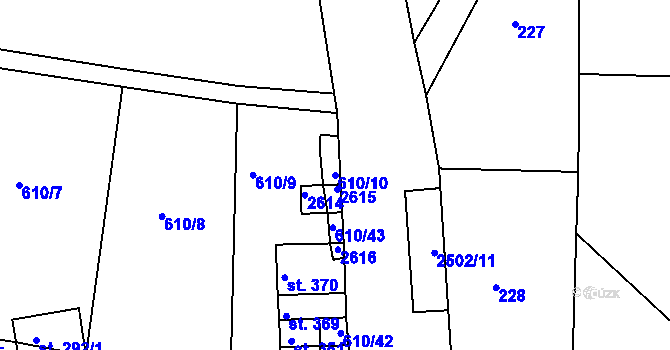 Parcela st. 610/10 v KÚ Sklenařice, Katastrální mapa