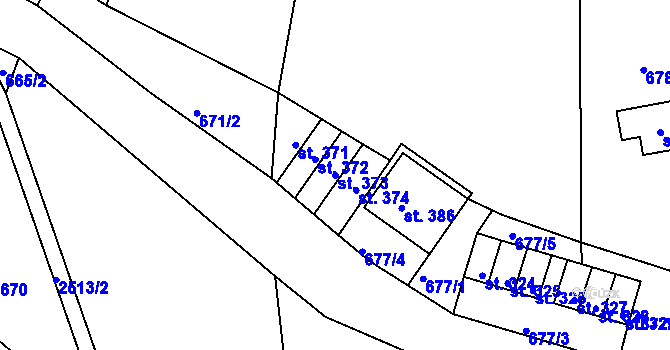 Parcela st. 373 v KÚ Sklenařice, Katastrální mapa