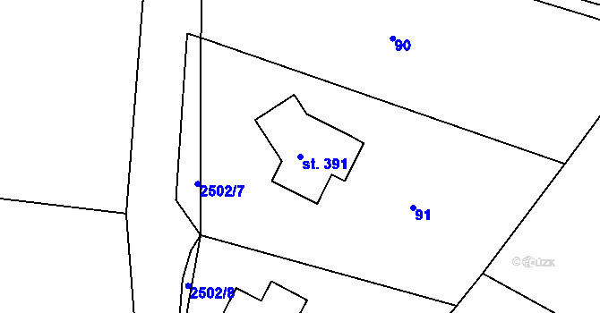 Parcela st. 391 v KÚ Sklenařice, Katastrální mapa