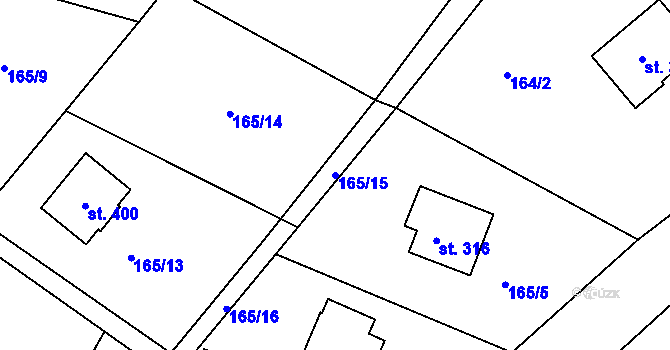 Parcela st. 165/15 v KÚ Sklenařice, Katastrální mapa
