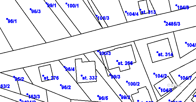 Parcela st. 100/3 v KÚ Sklenařice, Katastrální mapa