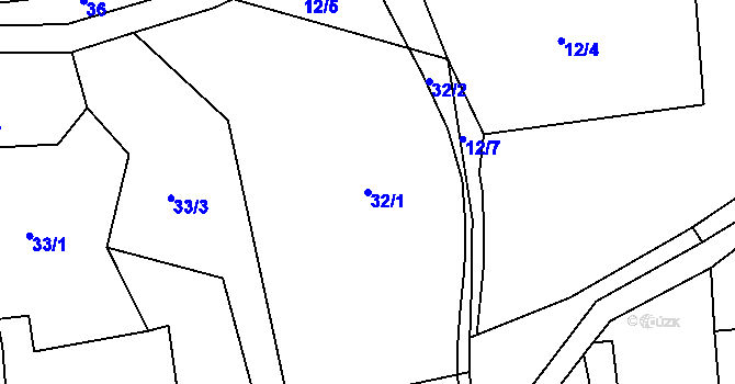 Parcela st. 32/1 v KÚ Sklenařice, Katastrální mapa