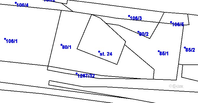 Parcela st. 24 v KÚ Sklené u Svitav, Katastrální mapa