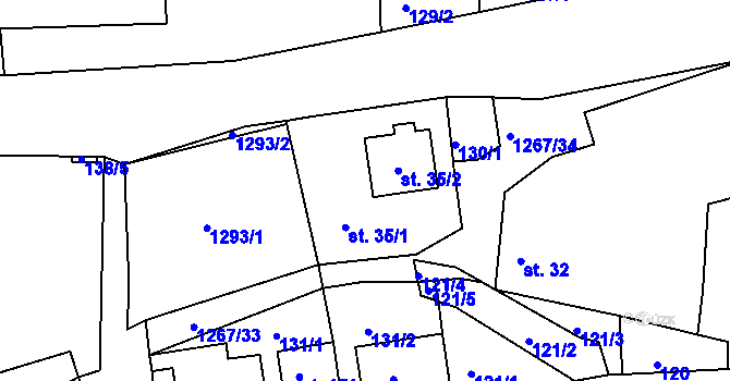 Parcela st. 35 v KÚ Sklené u Svitav, Katastrální mapa
