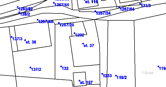 Parcela st. 37 v KÚ Sklené u Svitav, Katastrální mapa