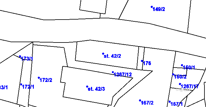 Parcela st. 42/2 v KÚ Sklené u Svitav, Katastrální mapa