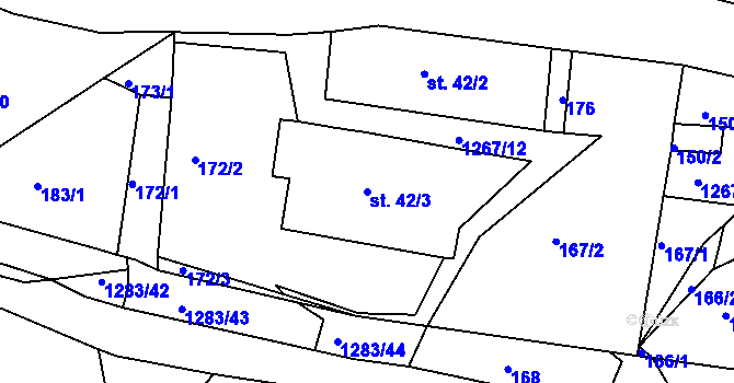 Parcela st. 42/3 v KÚ Sklené u Svitav, Katastrální mapa