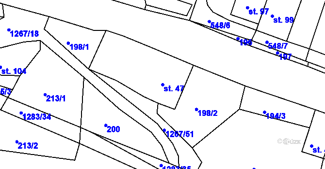 Parcela st. 47 v KÚ Sklené u Svitav, Katastrální mapa