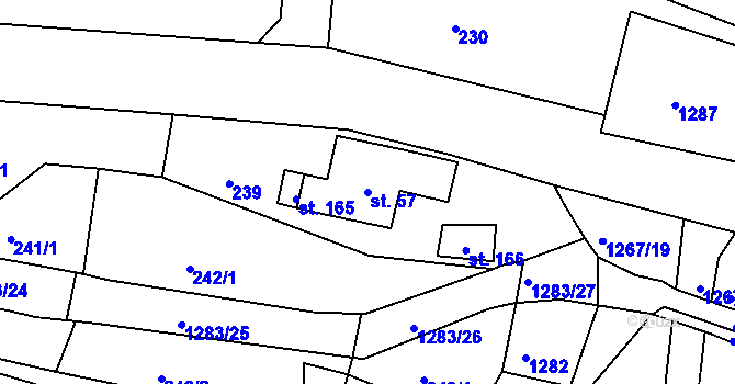 Parcela st. 57 v KÚ Sklené u Svitav, Katastrální mapa