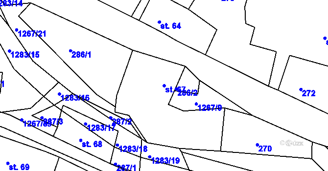 Parcela st. 67 v KÚ Sklené u Svitav, Katastrální mapa