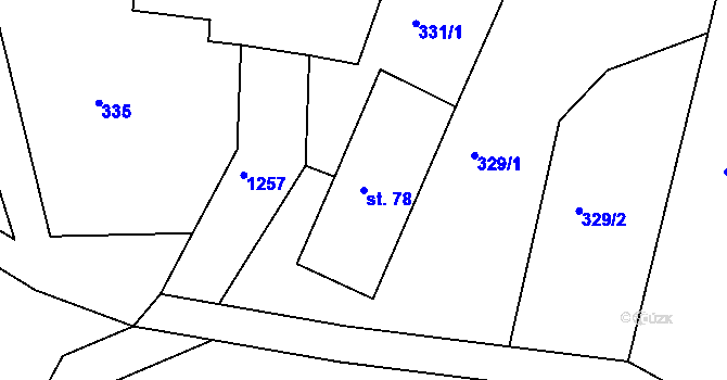 Parcela st. 78 v KÚ Sklené u Svitav, Katastrální mapa