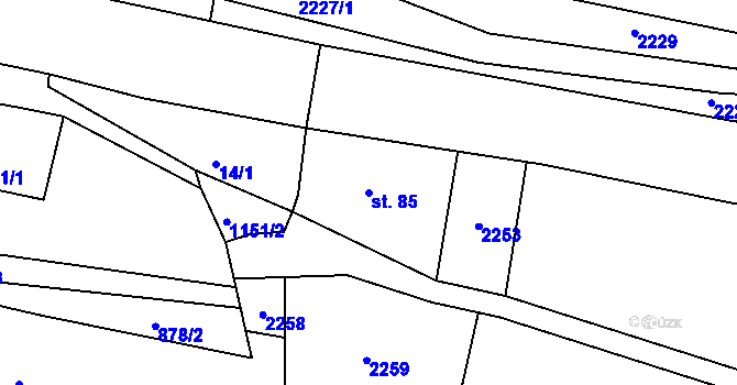 Parcela st. 85 v KÚ Sklené u Svitav, Katastrální mapa
