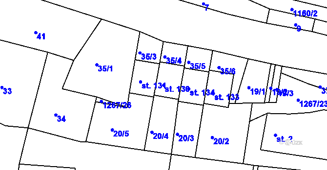 Parcela st. 130 v KÚ Sklené u Svitav, Katastrální mapa