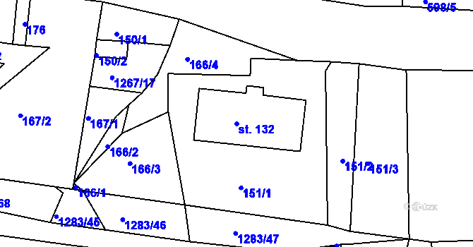 Parcela st. 132 v KÚ Sklené u Svitav, Katastrální mapa