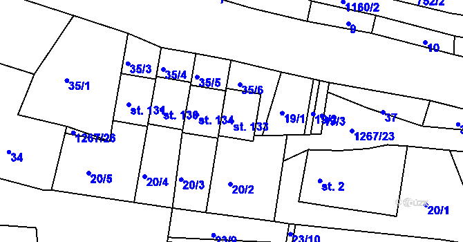 Parcela st. 133 v KÚ Sklené u Svitav, Katastrální mapa