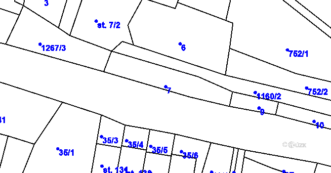Parcela st. 7 v KÚ Sklené u Svitav, Katastrální mapa