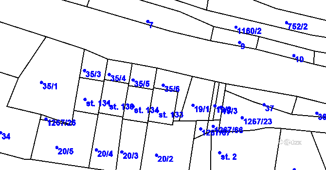 Parcela st. 35/6 v KÚ Sklené u Svitav, Katastrální mapa
