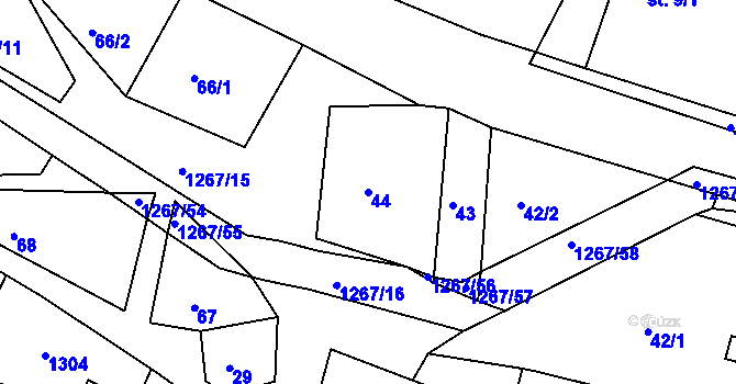 Parcela st. 44 v KÚ Sklené u Svitav, Katastrální mapa