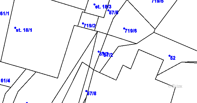 Parcela st. 57/3 v KÚ Sklené u Svitav, Katastrální mapa