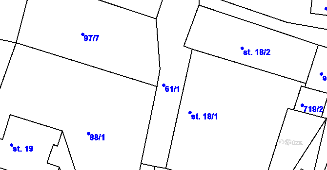 Parcela st. 61/1 v KÚ Sklené u Svitav, Katastrální mapa