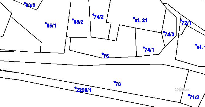 Parcela st. 76 v KÚ Sklené u Svitav, Katastrální mapa