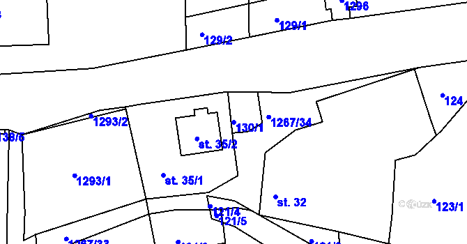 Parcela st. 130/1 v KÚ Sklené u Svitav, Katastrální mapa