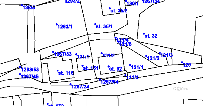 Parcela st. 131/2 v KÚ Sklené u Svitav, Katastrální mapa