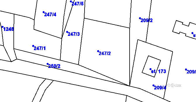 Parcela st. 247/2 v KÚ Sklené u Svitav, Katastrální mapa
