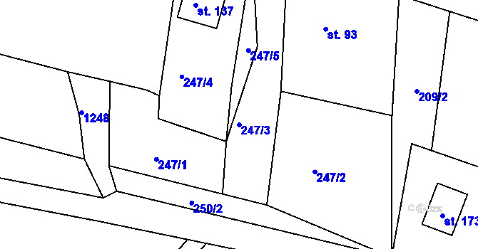 Parcela st. 247/3 v KÚ Sklené u Svitav, Katastrální mapa
