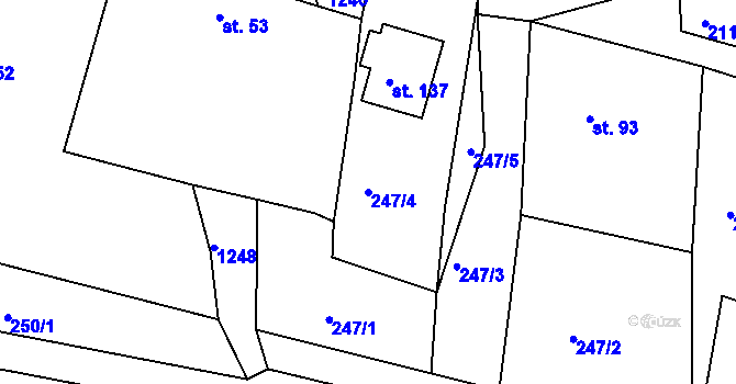 Parcela st. 247/4 v KÚ Sklené u Svitav, Katastrální mapa