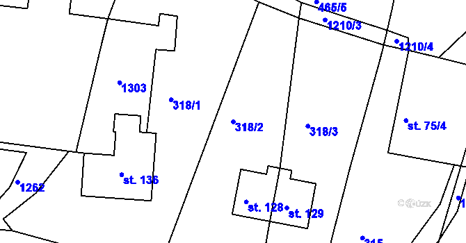 Parcela st. 318/2 v KÚ Sklené u Svitav, Katastrální mapa