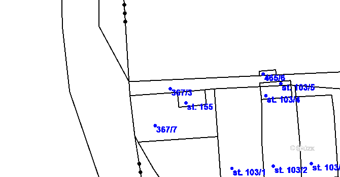 Parcela st. 367/3 v KÚ Sklené u Svitav, Katastrální mapa