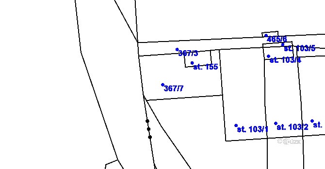 Parcela st. 367/7 v KÚ Sklené u Svitav, Katastrální mapa