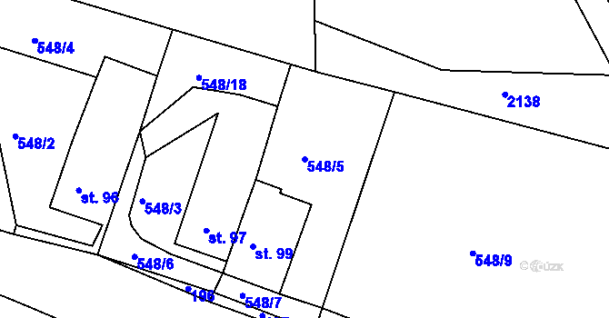 Parcela st. 548/5 v KÚ Sklené u Svitav, Katastrální mapa