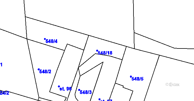 Parcela st. 548/18 v KÚ Sklené u Svitav, Katastrální mapa