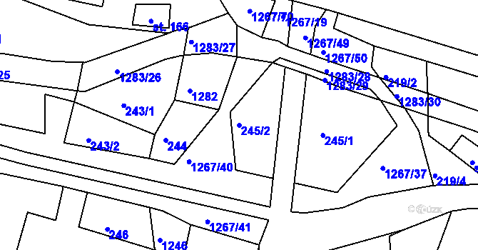 Parcela st. 245/2 v KÚ Sklené u Svitav, Katastrální mapa